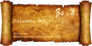 Zsivanov Mór névjegykártya